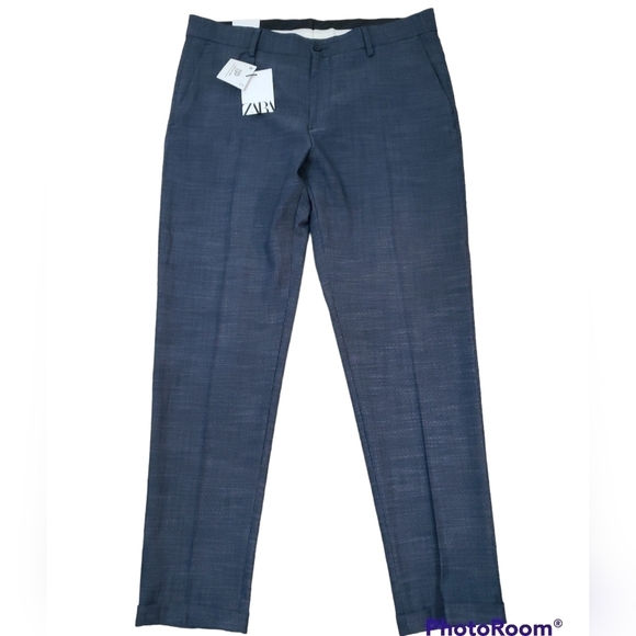 Zara~Men's Size 32 (35×29)~Gray Dress Pants Wrinkle Recovery, Relax Fit Stretch - Picture 6 of 14